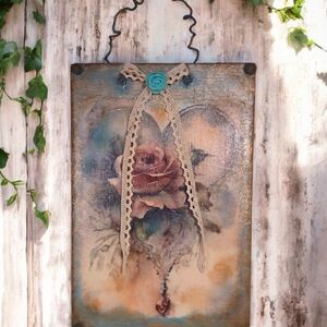 Vintage Heart Wall Art with Lace Accents